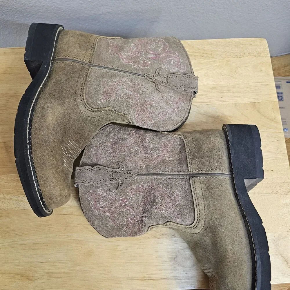 Ariat Girls Western Cowboy Boots Brown Leather Sz 6B Youth Style 10004730 S135